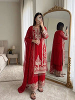 Zari Sequin Georgette Embroidered Palazzo Suit