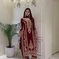 Zari Sequin Georgette Embroidered Palazzo Suit