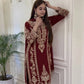 Zari Sequin Georgette Embroidered Palazzo Suit