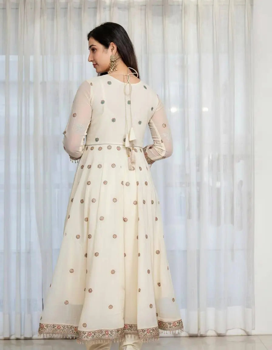 Zari Sequin Gorgette Anarkali Gown
