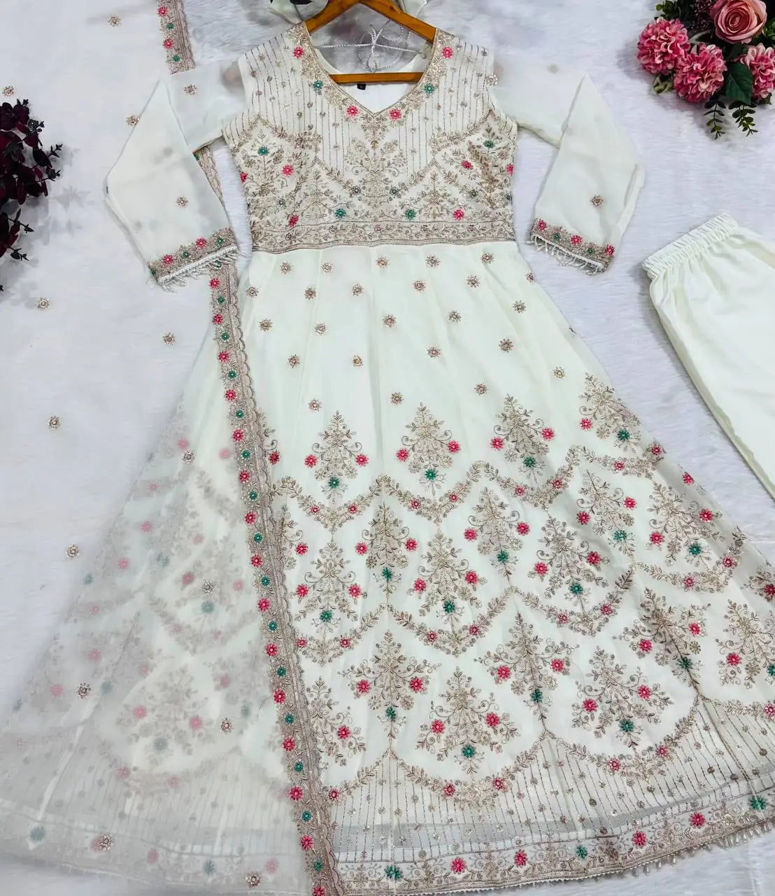 Zari Sequin Gorgette Anarkali Gown