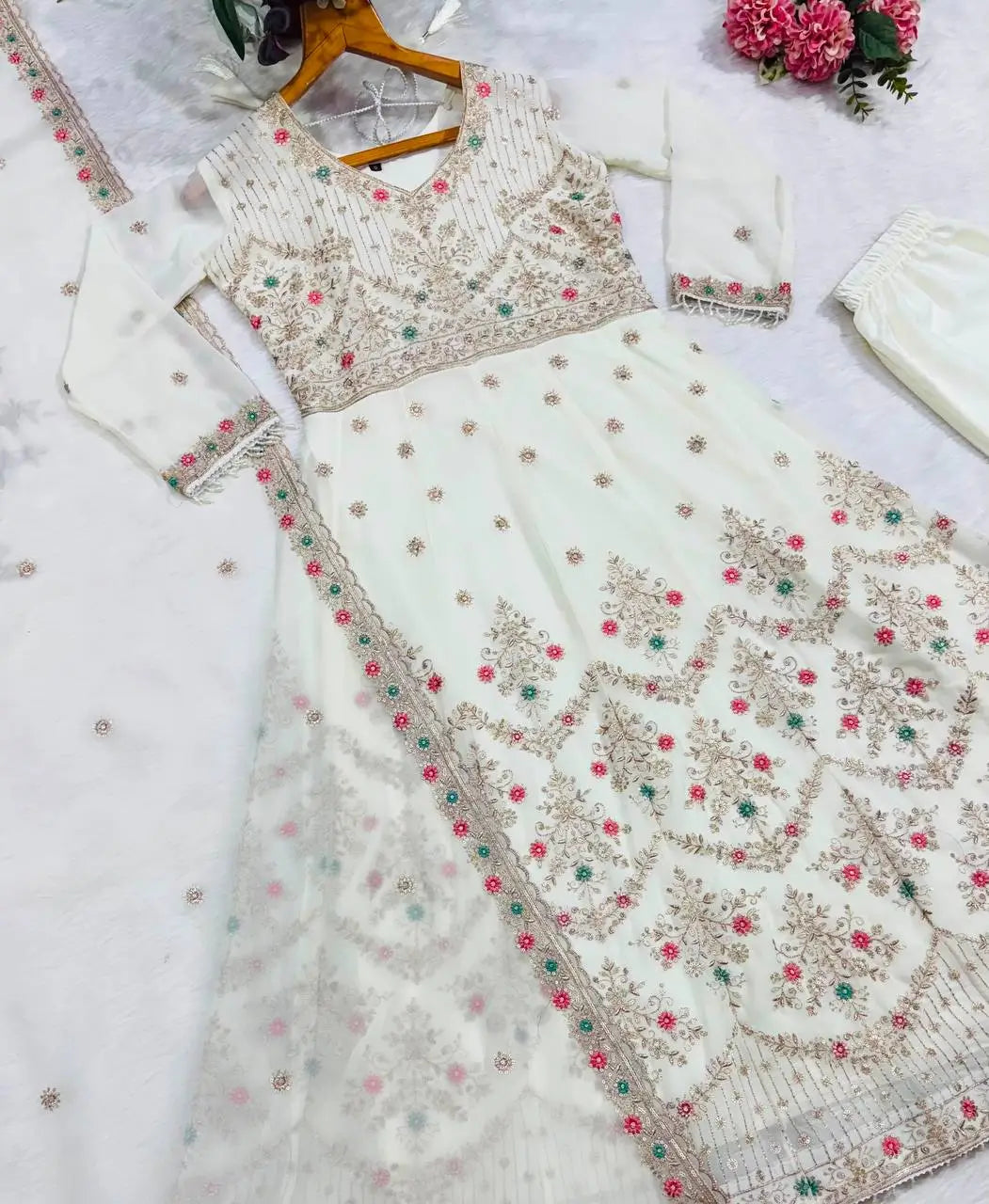 Zari Sequin Gorgette Anarkali Gown