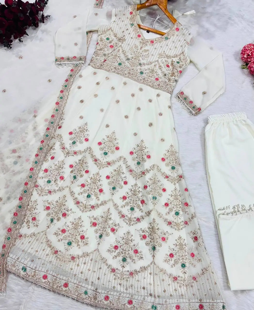 Zari Sequin Gorgette Anarkali Gown