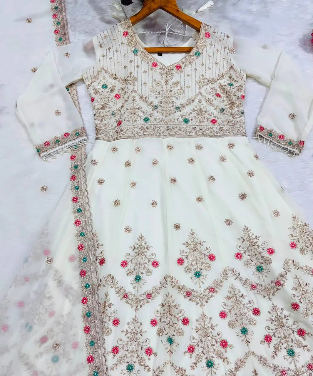 Zari Sequin Gorgette Anarkali Gown