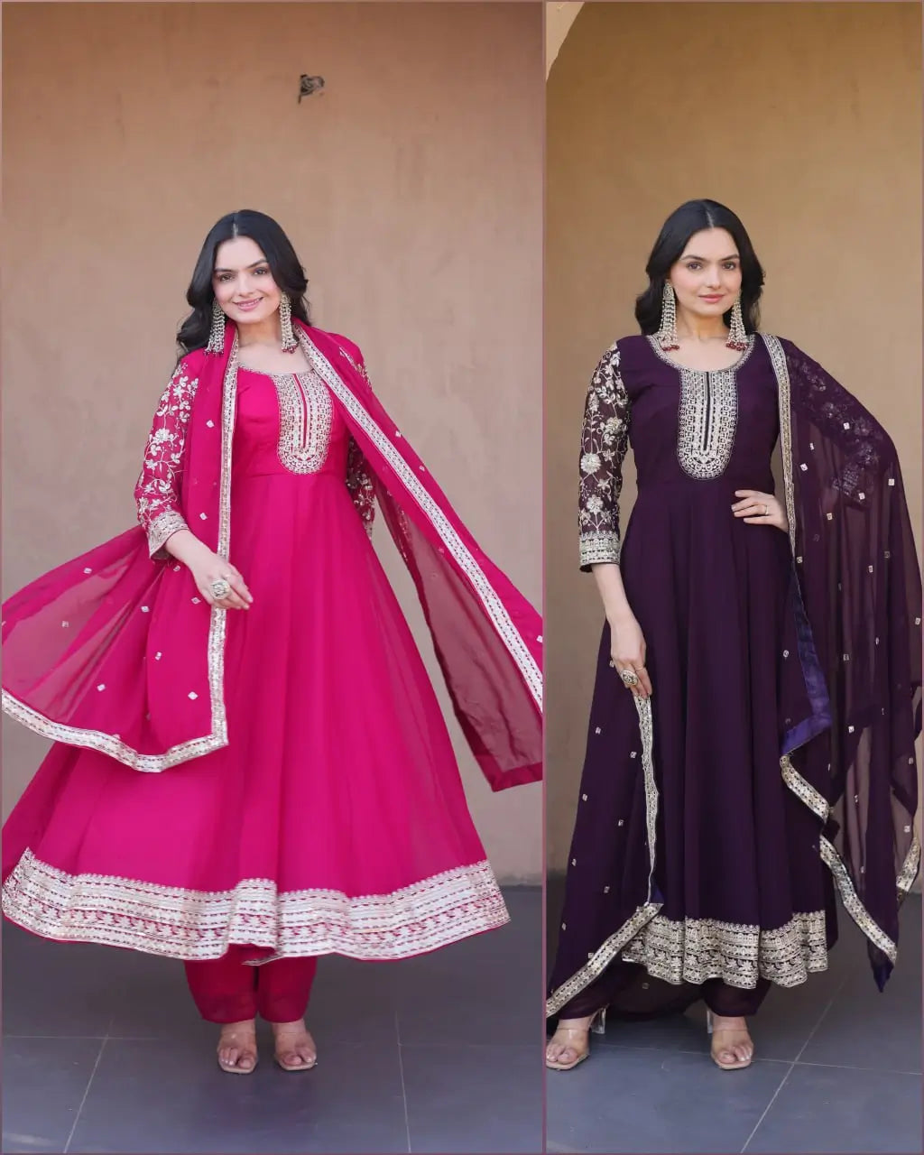 Zari Sequin Kali Anarkali