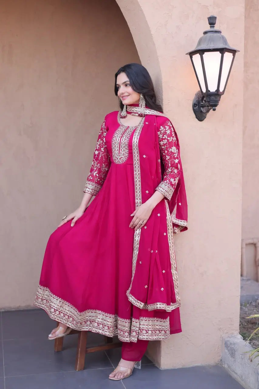 Zari Sequin Kali Anarkali
