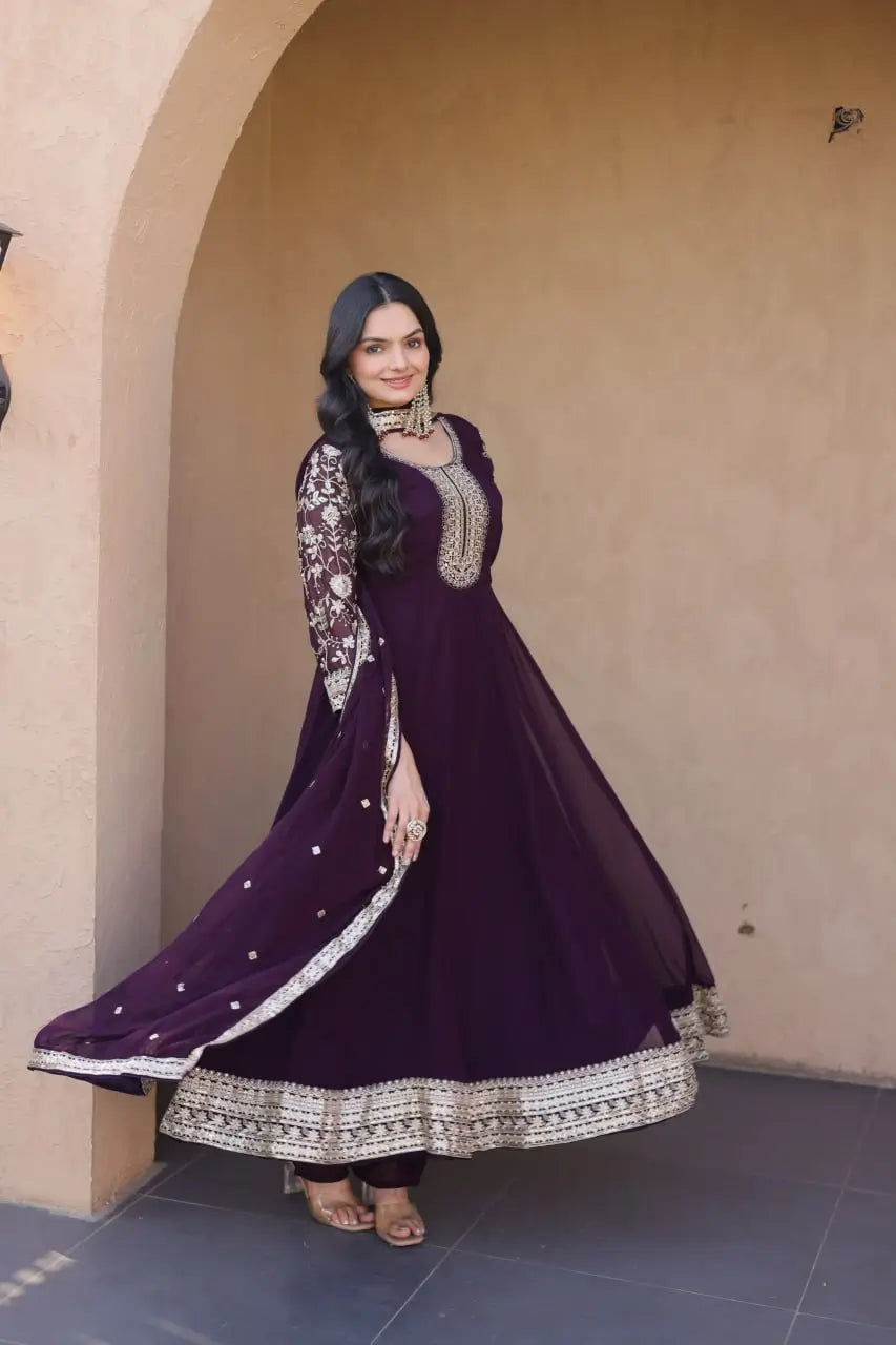 Zari Sequin Kali Anarkali
