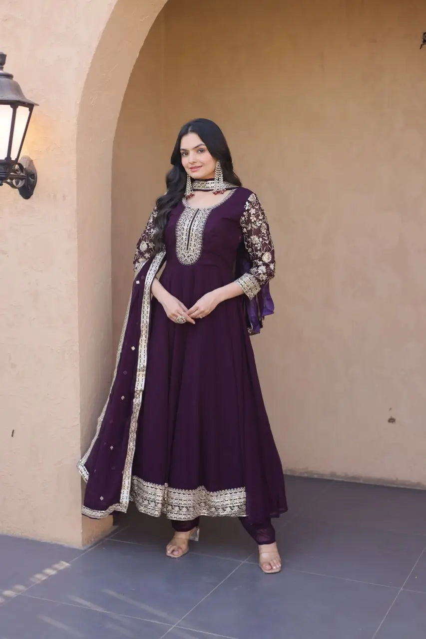 Zari Sequin Kali Anarkali