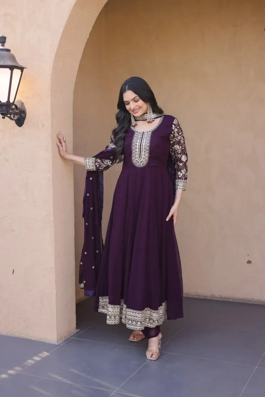 Zari Sequin Kali Anarkali
