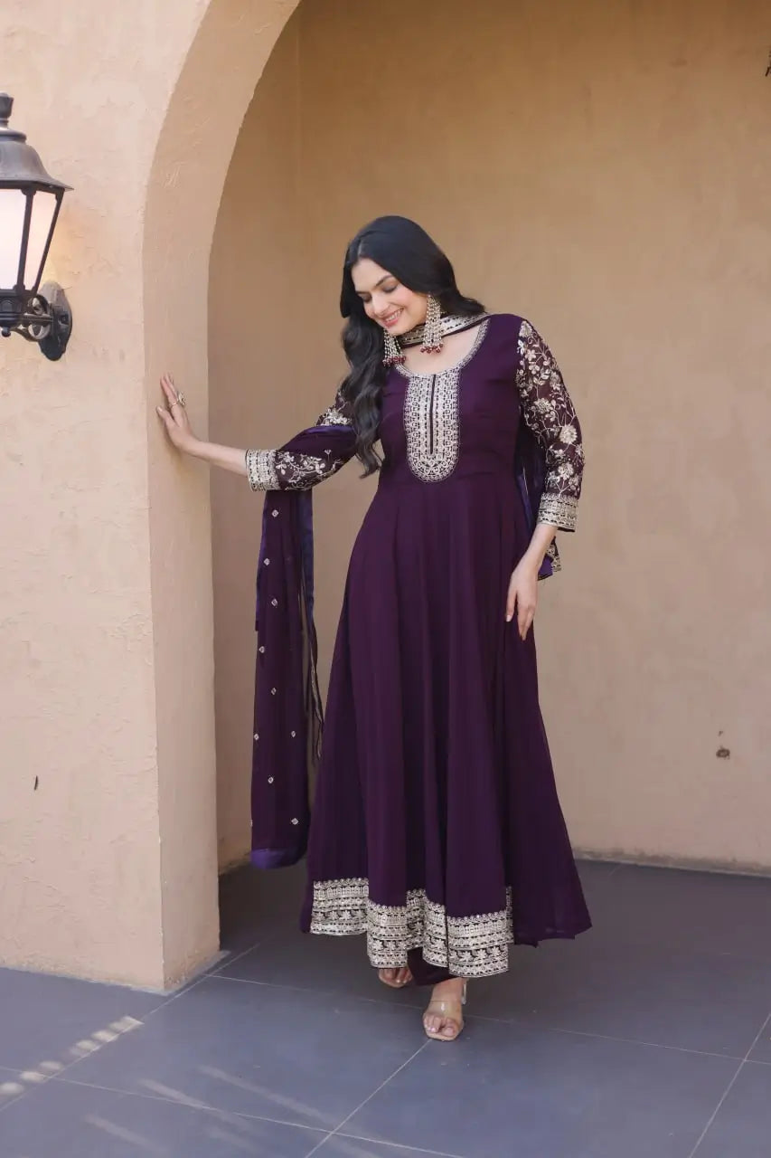 Zari Sequin Kali Anarkali
