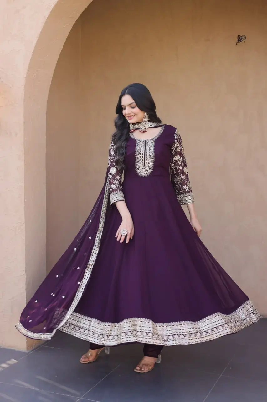 Zari Sequin Kali Anarkali