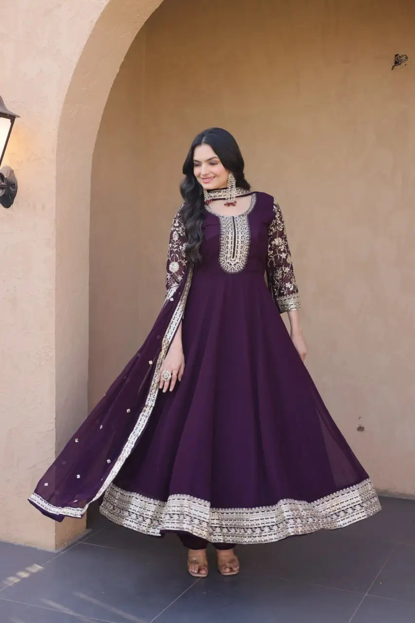 Zari Sequin Kali Anarkali