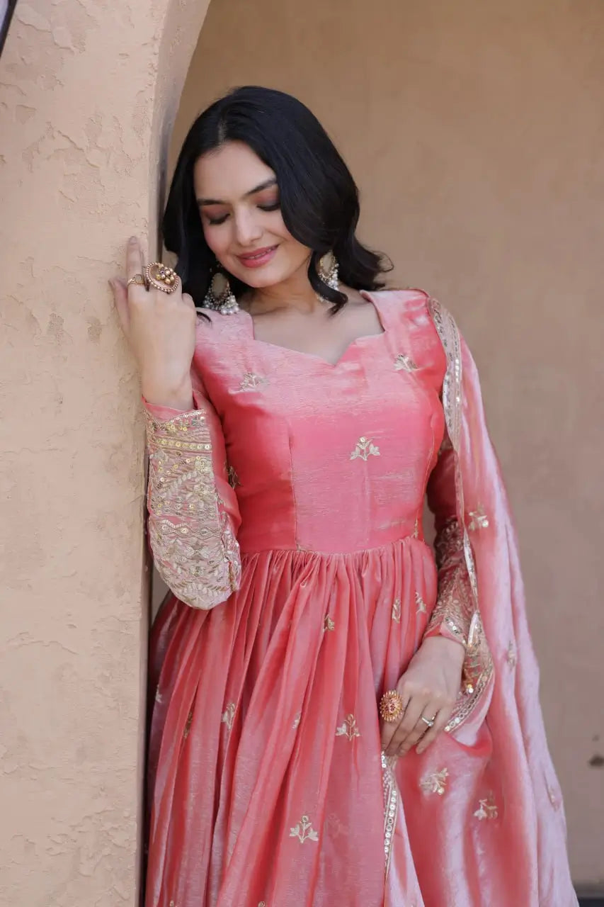 Zari Sequin Scallop Gown