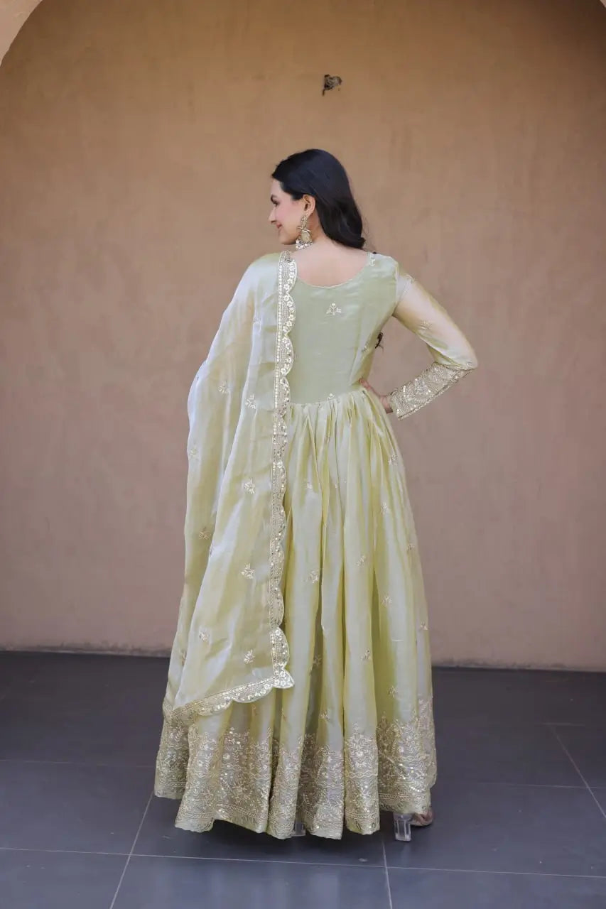 Zari Sequin Scallop Gown