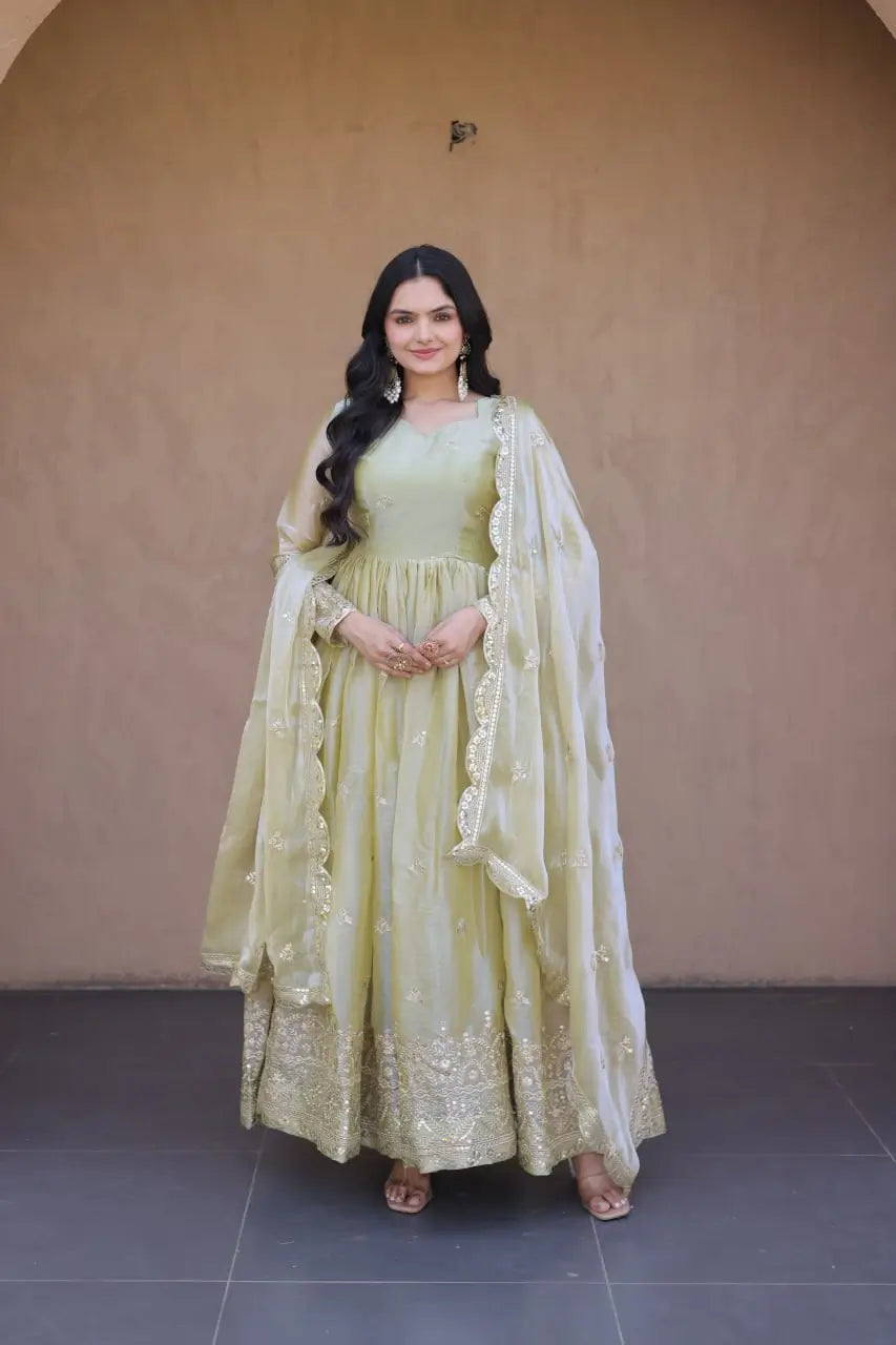 Zari Sequin Scallop Gown