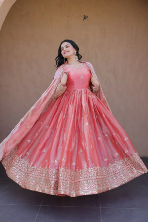 Zari Sequin Scallop Gown