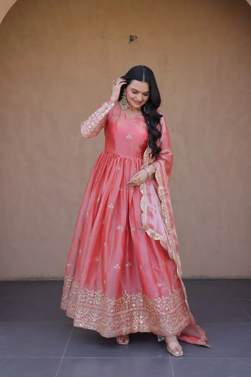 Zari Sequin Scallop Gown