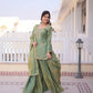 Zari Sequins Embroidered Fendi Crush Kurti Sharara Set