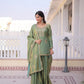 Zari Sequins Embroidered Fendi Crush Kurti Sharara Set