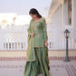 Zari Sequins Embroidered Fendi Crush Kurti Sharara Set