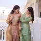 Zari Sequins Embroidered Fendi Crush Kurti Sharara Set