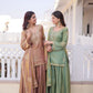 Zari Sequins Embroidered Fendi Crush Kurti Sharara Set