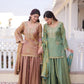 Zari Sequins Embroidered Fendi Crush Kurti Sharara Set