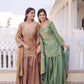 Zari Sequins Embroidered Fendi Crush Kurti Sharara Set
