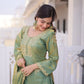 Zari Sequins Embroidered Fendi Crush Kurti Sharara Set