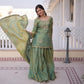 Zari Sequins Embroidered Fendi Crush Kurti Sharara Set