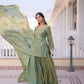 Zari Sequins Embroidered Fendi Crush Kurti Sharara Set