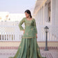 Zari Sequins Embroidered Fendi Crush Kurti Sharara Set