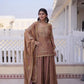 Zari Sequins Embroidered Fendi Crush Kurti Sharara Set