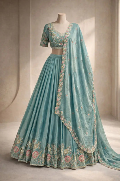 Zari Shimmer Embroidered Lehenga Set with Dupatta