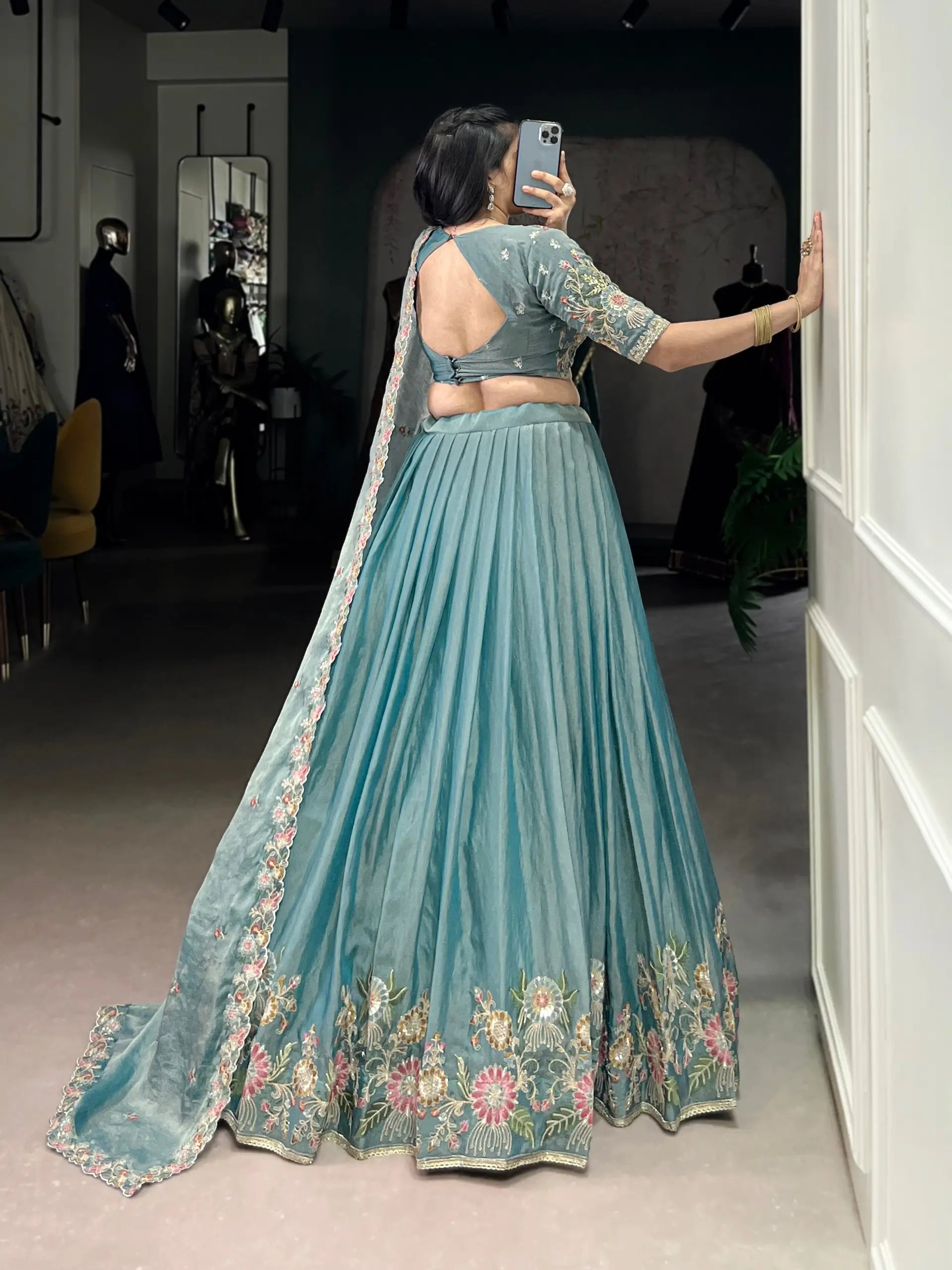 Zari Shimmer Embroidered Lehenga Set with Dupatta