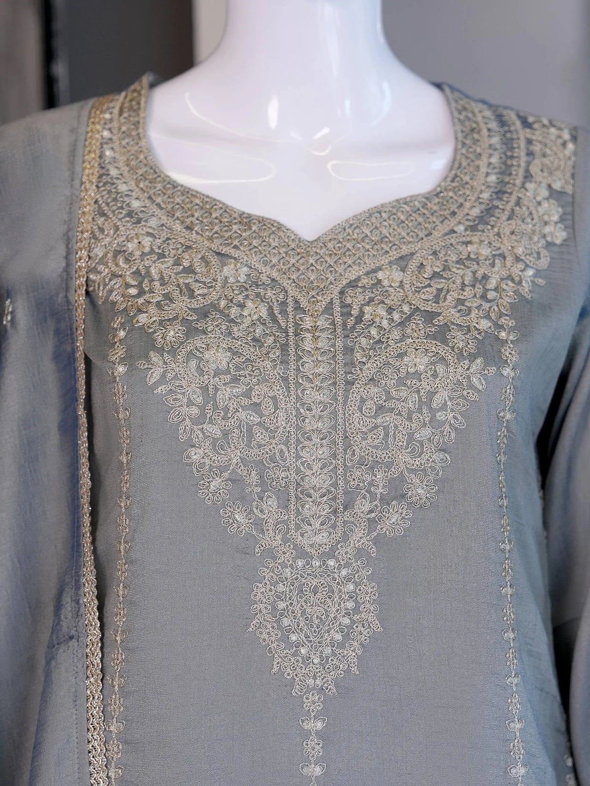 Zazu Silk Kurta Palazzo With Zari Embroidery