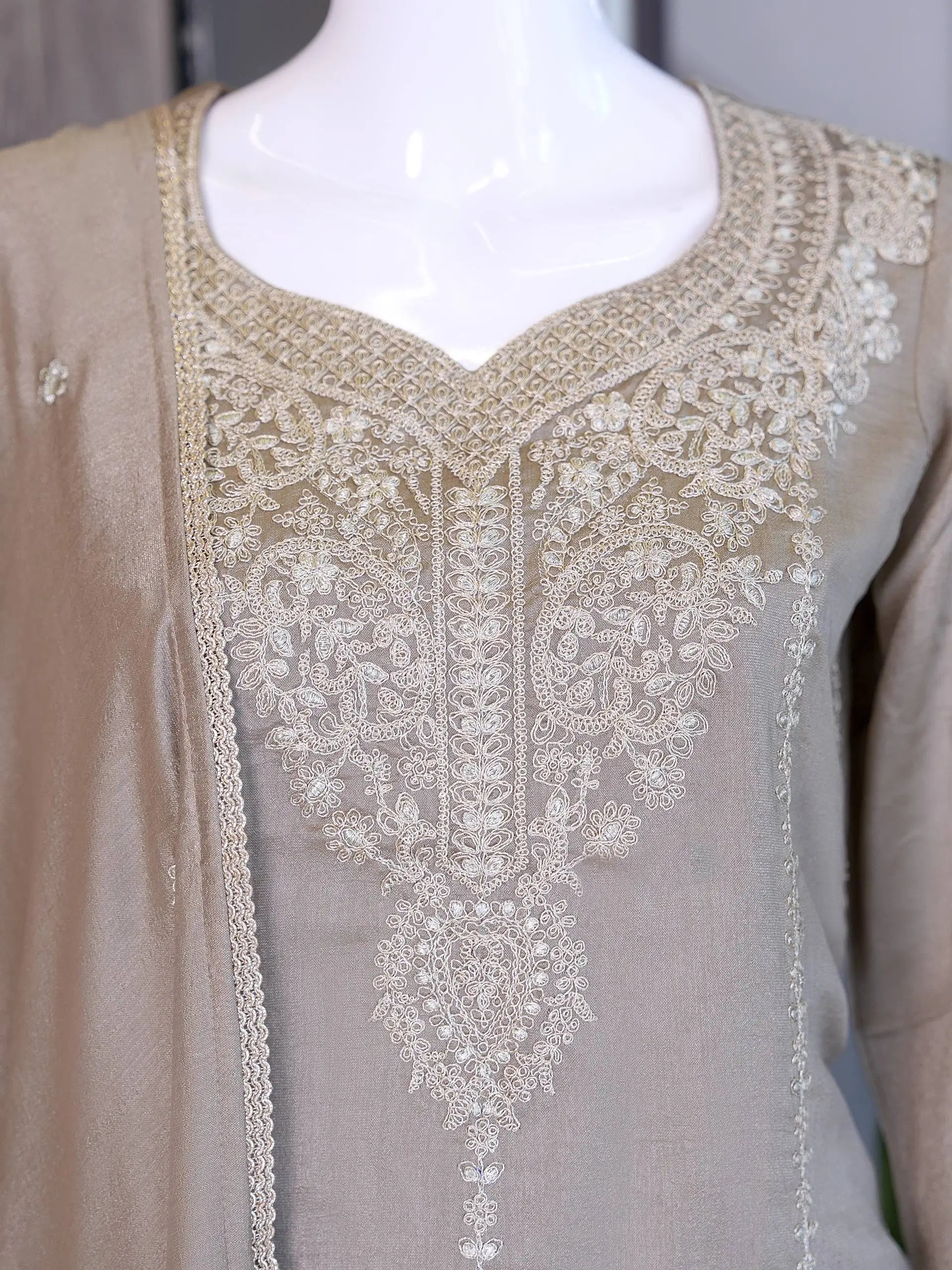 Zazu Silk Kurta Palazzo With Zari Embroidery