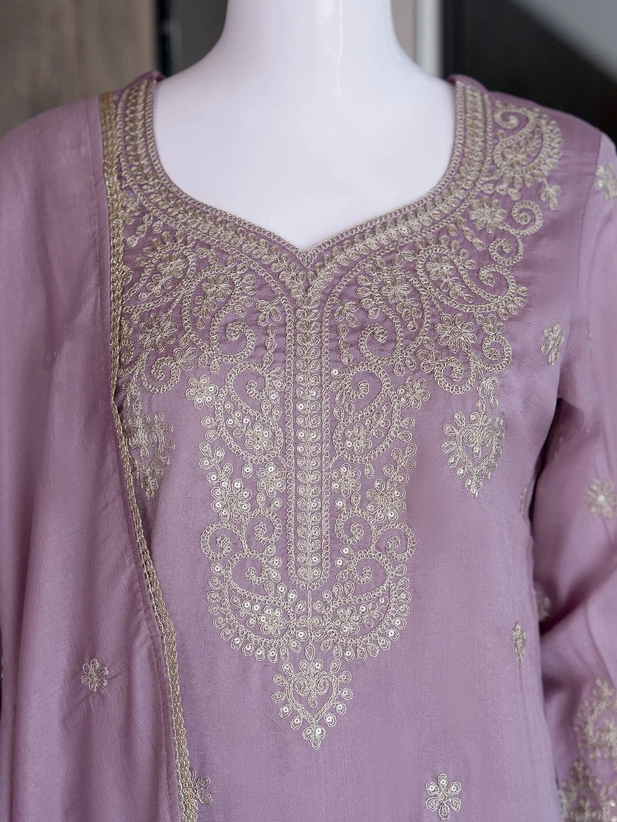 Zazu Silk Kurta Palazzo With Zari Embroidery