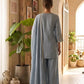 Zazu Silk Kurta Palazzo With Zari Embroidery