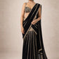 Black & Red Ready-to-Wear Mirror Work Faux Georgette Saree Set