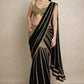 Black & Red Ready-to-Wear Mirror Work Faux Georgette Saree Set