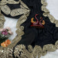 black Rangoli Silk Zari Embroidered Saree with Designer Blouse for special occasions