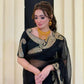 black Rangoli Silk Zari Embroidered Saree with Designer Blouse for special occasions
