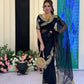 black Rangoli Silk Zari Embroidered Saree with Designer Blouse for special occasions