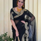 black Rangoli Silk Zari Embroidered Saree with Designer Blouse for special occasions