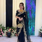black Rangoli Silk Zari Embroidered Saree with Designer Blouse for special occasions
