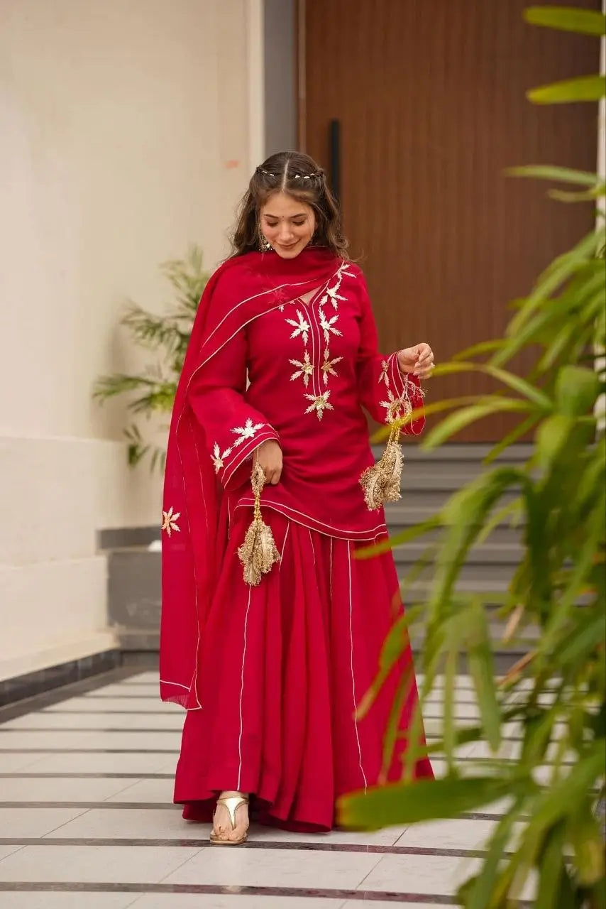 black Sharara Suit Set with gota pati for Festive and Party Wear in 4 colors