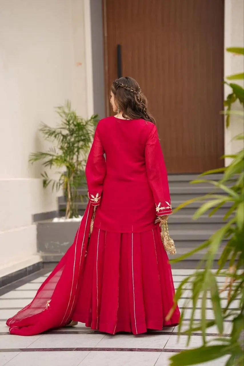 black Sharara Suit Set with gota pati for Festive and Party Wear in 4 colors