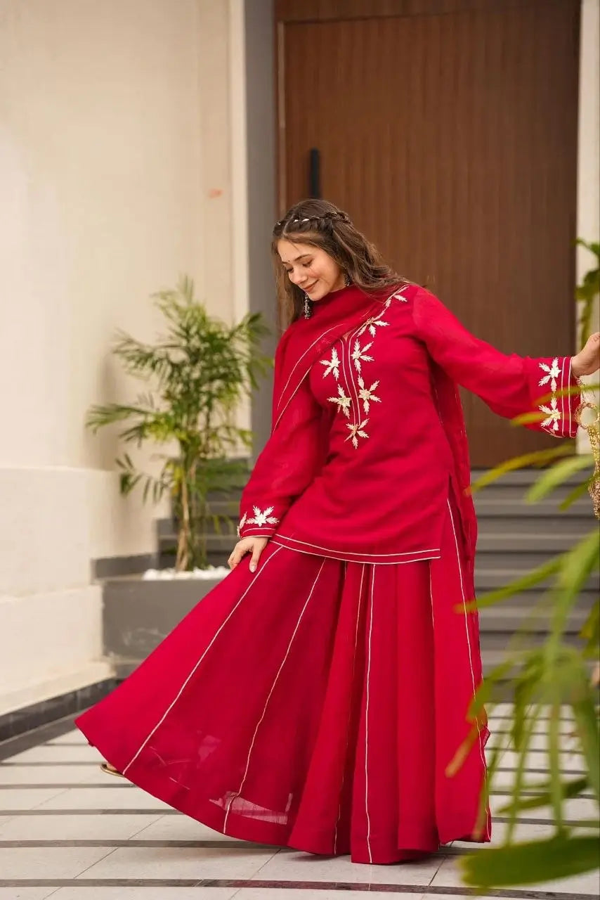 black Sharara Suit Set with gota pati for Festive and Party Wear in 4 colors