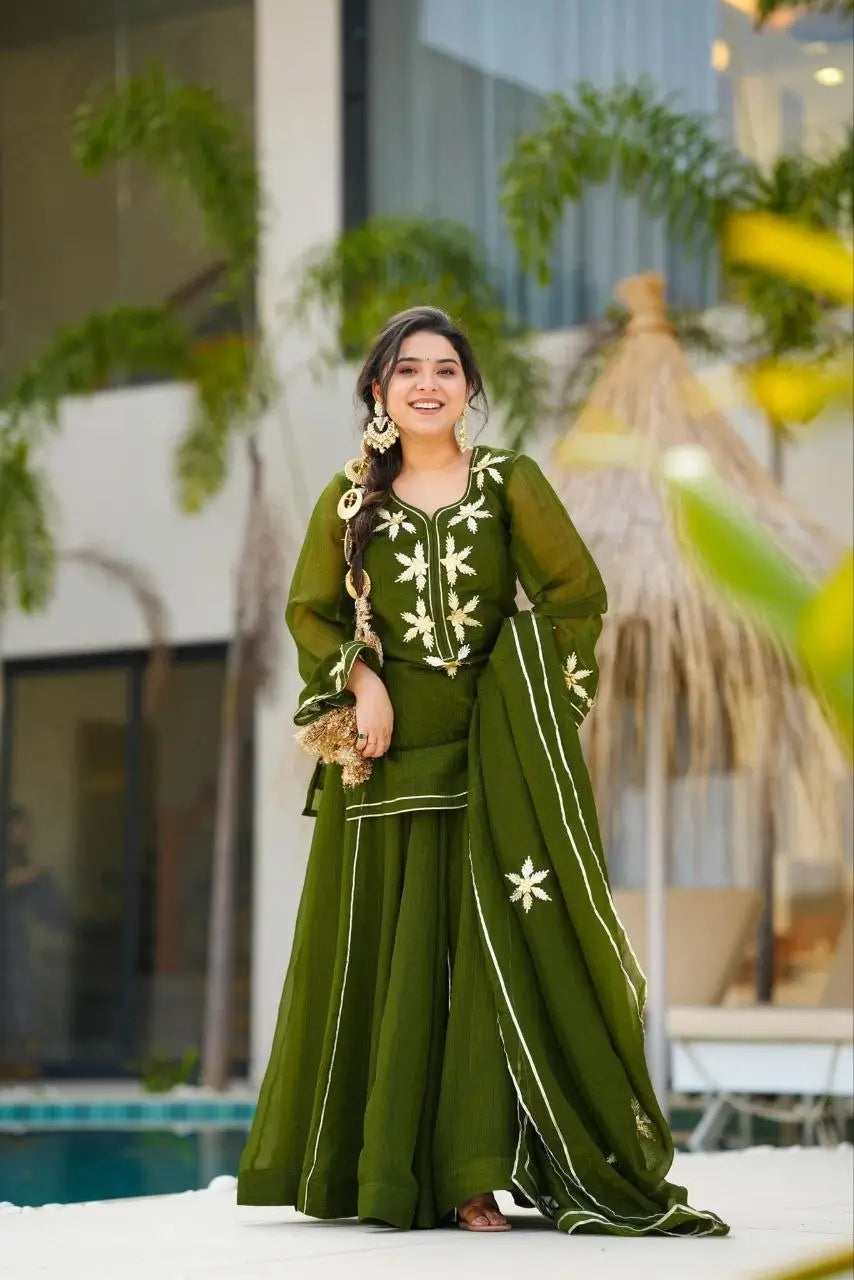 black Sharara Suit Set with gota pati for Festive and Party Wear in 4 colors